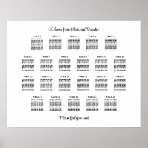 Stilvoller Tisch-Wedding-Sitzplan Poster 22