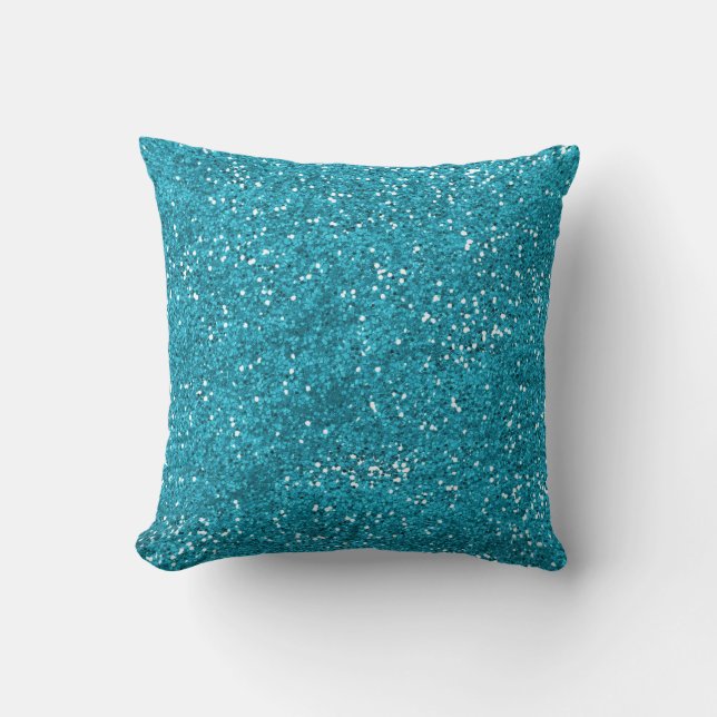 Stilvoller Türkis-Blau-Glitzer Kissen (Vorderseite)