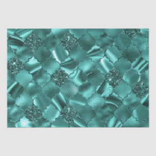 Stilvoller Türkis-Schimmer-Glitter und -Folie Quat Seidenpapier