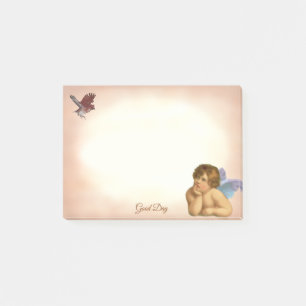 Stilvoller Vintage-Raphael-Cherub & kleiner Vogel Post-it Klebezettel