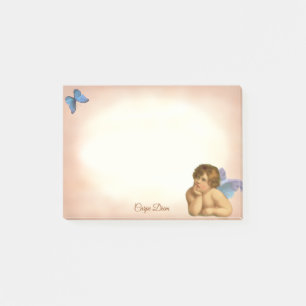 Stilvoller Vintage-Raphael-Cherub und blauer Schme Post-it Klebezettel