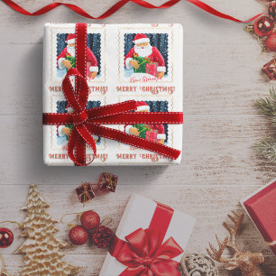 Stilvoller Weihnachtsmann unter dem Schnee mit Ges Geschenkpapier