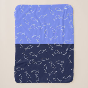 Stilvoller weißer Fischmuster Meer Thema Wurfdecke Sherpadecke