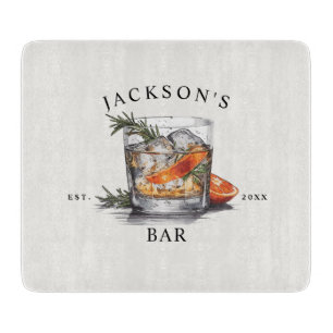Stilvoller Whiskey-Cocktail-Name & Jahr Home Bar Schneidebrett