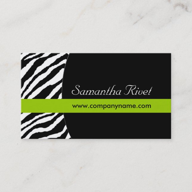 Stilvoller Zebra BusinessCards:: {Horizontal} Visitenkarte (Vorderseite)