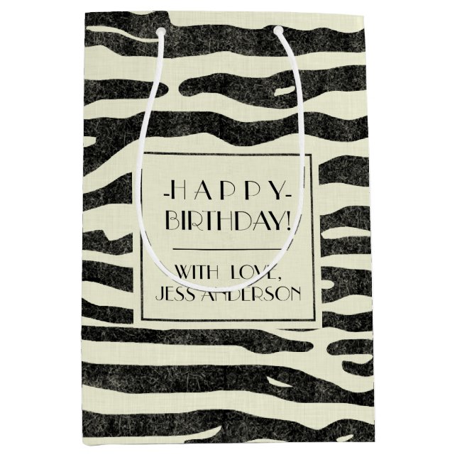 Stilvoller Zebra Stripes modernes tierisches Mittlere Geschenktüte (Vorderseite)