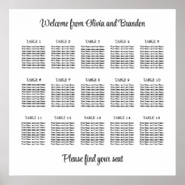 Stilvolles 15 Table Wedding Seating Chart Poster