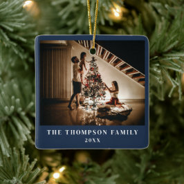 Stilvolles 2023 Family Foto Minimalistisch Navy Bl Keramikornament