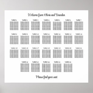 Stilvolles 26 Table Wedding Seating Chart Poster