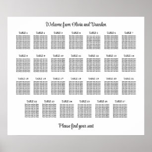 Stilvolles 27 Table Wedding Seating Chart Poster