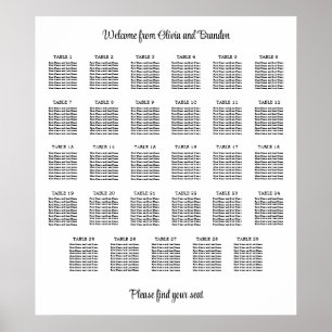 Stilvolles 29 Table Wedding Seating Chart Poster