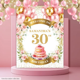 Stilvolles 30. Geburtstag Blush Gold Tapestry Desi Wandteppich