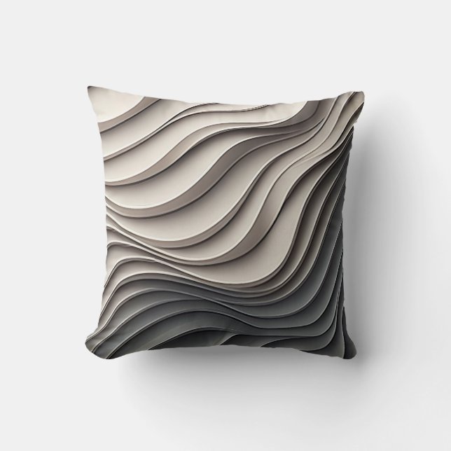 Stilvolles 3D-Beige & Graues Kissen für Zuhause-De (Vorderseite)