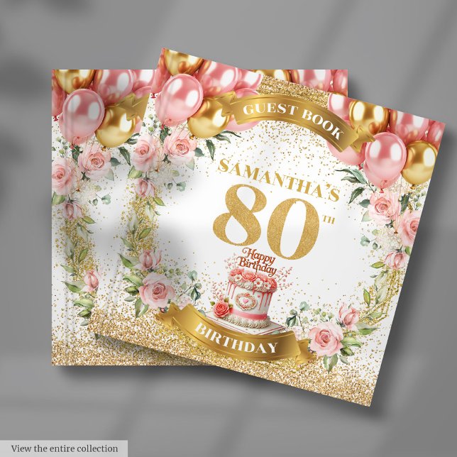 Stilvolles 80. Geburtstag Gästebuch Boho Floral Th (Stylish 80th Birthday Guest Book Boho Floral Theme

)