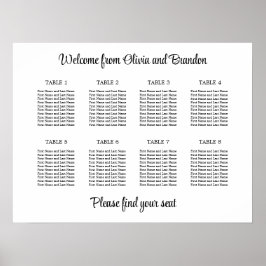Stilvolles 8 Table Wedding Chart Poster