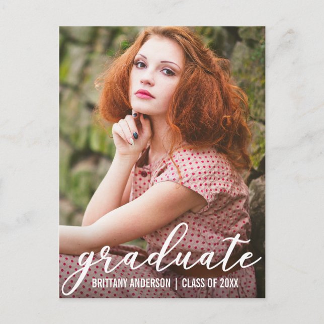 Stilvolles Abschluss Ankündigung Foto Postkarte (Vorderseite)