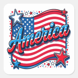 Stilvolles Amerika Quadratischer Aufkleber
