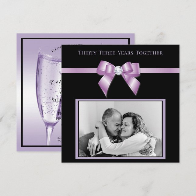 Stilvolles Amethyst 33. Hochzeitsszenario-Foto Einladung (Vorne/Hinten)