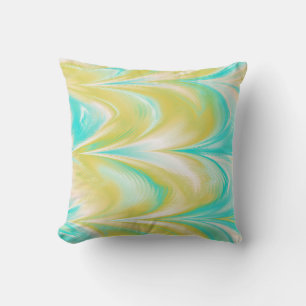 Stilvolles Aqua Gold Marbling Muster Kissen