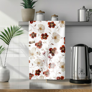 Stilvolles Aquarell-Blumenmuster Geschirrtuch