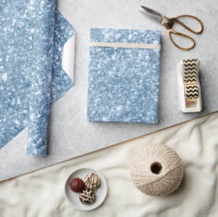 Stilvolles Babyblau-Schimmer-Glitter-Glam-Muster Geschenkpapier