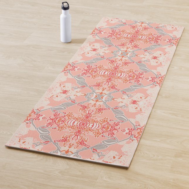 Stilvolles barockes Muster in Rosa Rot von Weiß Yogamatte (Beispiel)