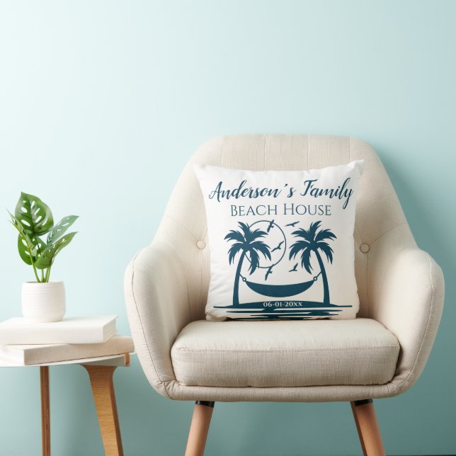 Stilvolles Beach House Palm Tree Hammock Familienn Kissen (Stuhl )