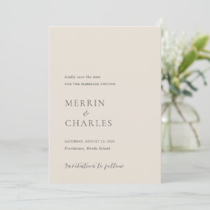 Stilvolles Beige Foto Moderne Hochzeit Save The Date