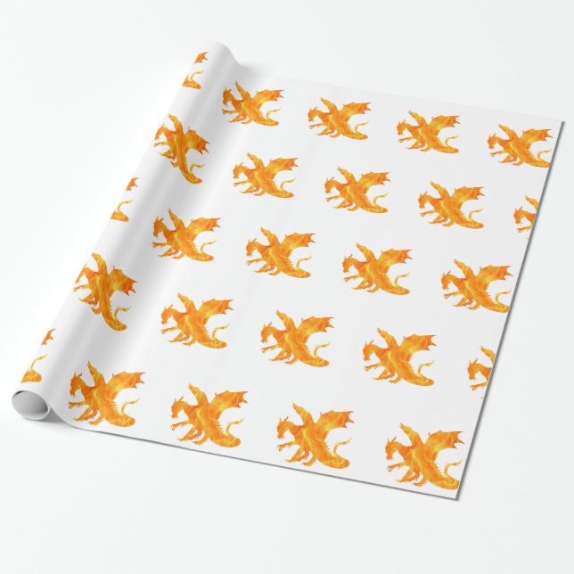 Stilvolles Bild des Flammendrachen Geschenkpapier (Ungerollt)