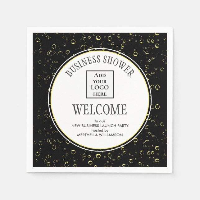 Stilvolles Black BUSINESS SHOWER Paper Napkin Serviette (Vorderseite)