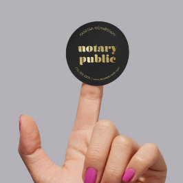 Stilvolles Black Notary Public Gold Marketing Runder Aufkleber