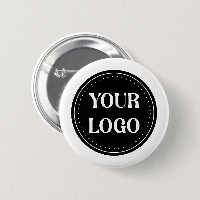 Stilvolles Black QR Code Design | Elegant Brand Button (Vorne & Hinten)
