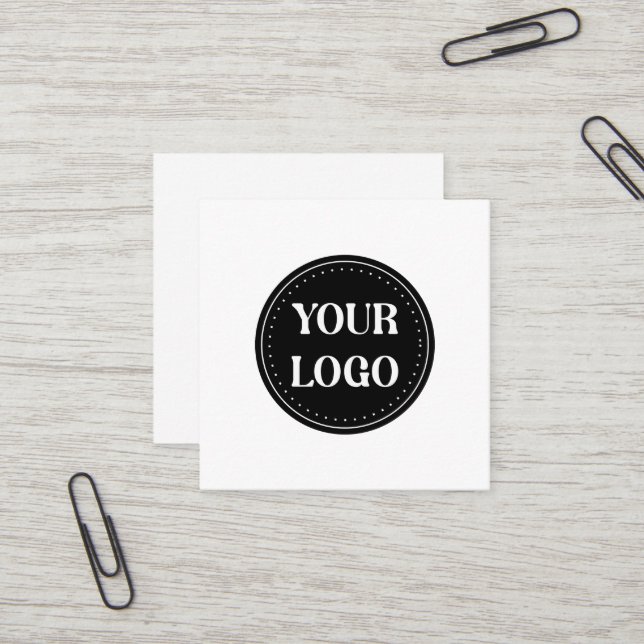 Stilvolles Black QR Code Design | Elegant Brand Quadratische Visitenkarte (Vorderseite/Rückseite Beispiel)