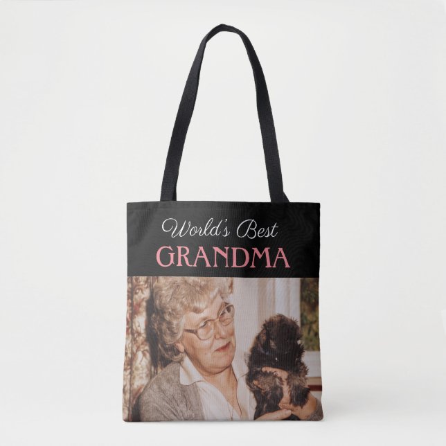 Stilvolles Black World's Best Oma Custom Foto Tasche (Vorderseite)