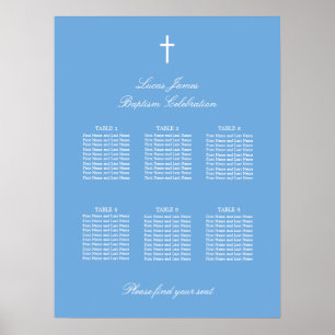 Stilvolles Blau 6 Tisch Tauf Sitzordnung Poster