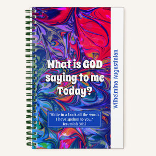 Stilvolles Blau Abstrakt, WAS GOTTES SPRICHWORT Ge Notizbuch