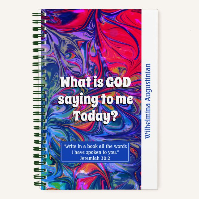 Stilvolles Blau Abstrakt, WAS GOTTES SPRICHWORT Ge Notizbuch (Vorderseite)