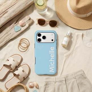 Stilvolles Blau & Creme Modernes Minimalistisches iPhone 15 Pro Max Hülle