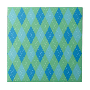 Stilvolles Blau Türkis Grün Argyle-Muster Fliese