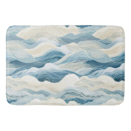 Stilvolles Blau- und Weißwellenmuster Badematte