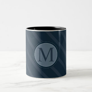 Stilvolles blaue Streifen-kundenspezifisches Zweifarbige Tasse