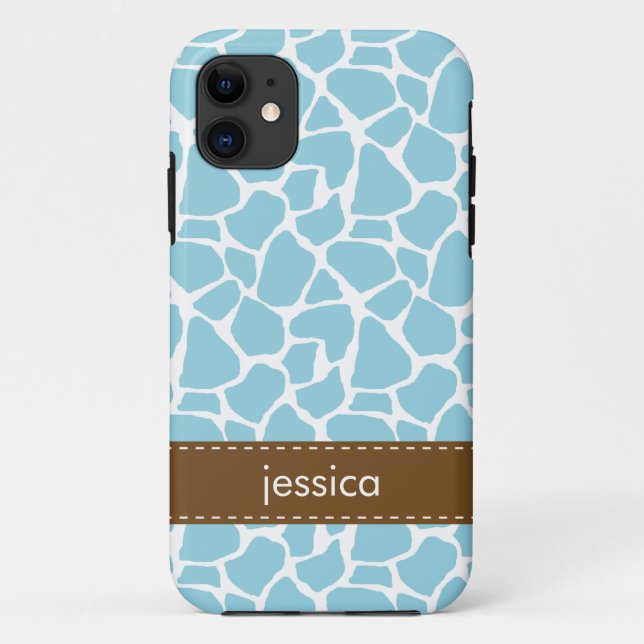 Stilvolles Blauer Giraffe-Muster Case-Mate iPhone Hülle (Rückseite)