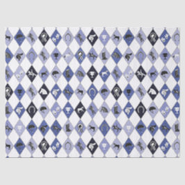 Stilvolles blaues Reittier Diamond Muster Seidenpapier