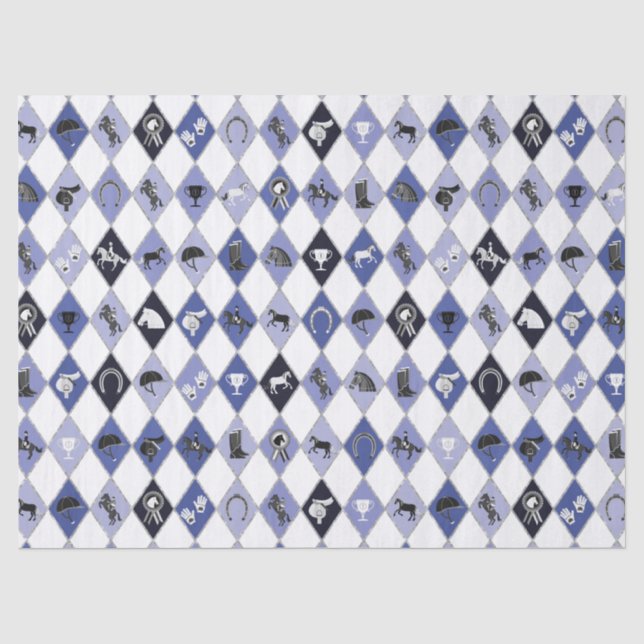 Stilvolles blaues Reittier Diamond Muster Seidenpapier (Vorderseite)