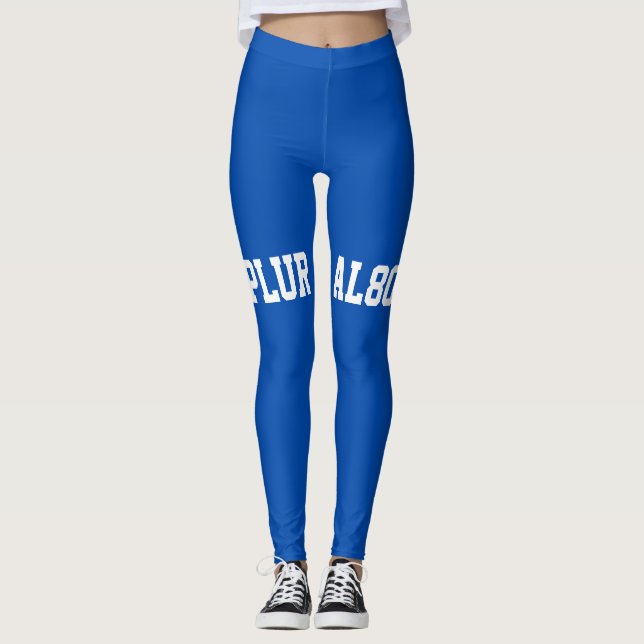 Stilvolles, blaues Textsystem Leggings (Vorderseite)
