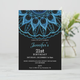 Stilvolles Blue Mandala zum Geburtstag Einladung