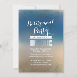 Stilvolles Blue & White Winter Retirement Party Einladung