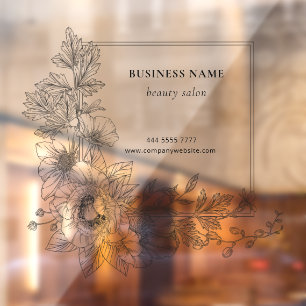 Stilvolles Blumengrenze Schönheitssalon Firmenname Fensteraufkleber