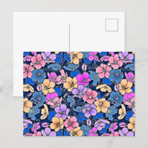Stilvolles Blumenmuster 46 Postkarte