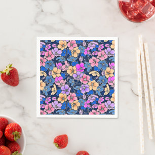 Stilvolles Blumenmuster 46 Serviette